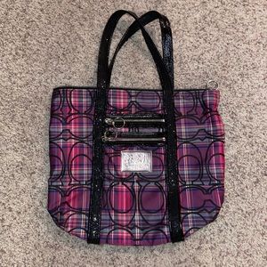 Plaid coach purse